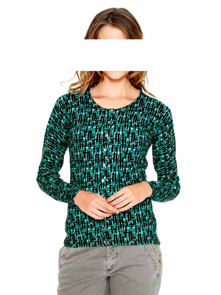 Heine-Best Connections Damen Druck-Strickjacke, grün-bunt