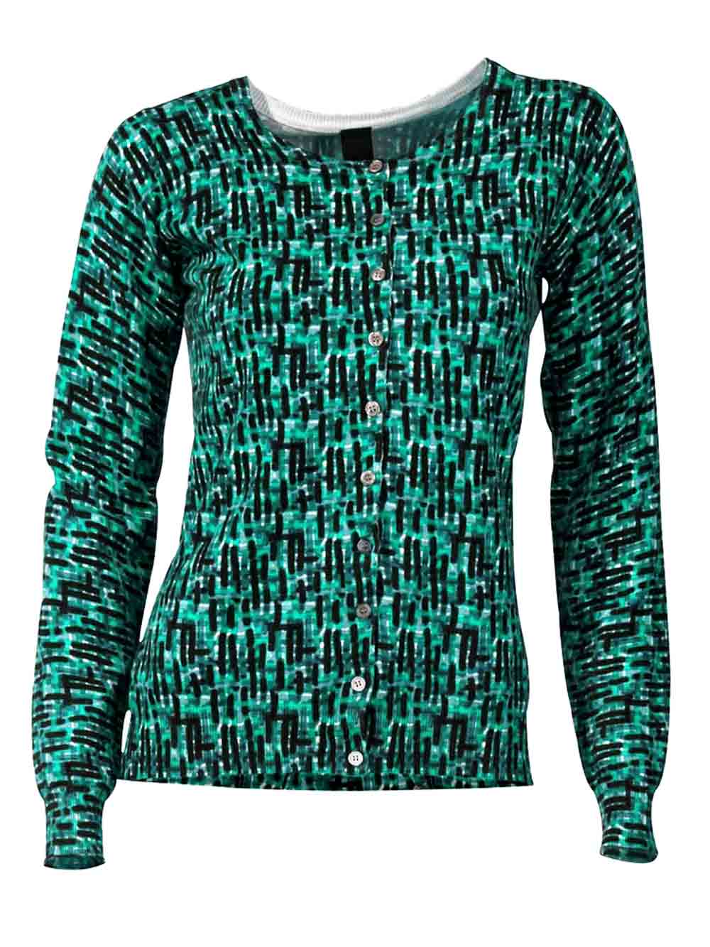Heine-Best Connections Damen Druck-Strickjacke, grün-bunt