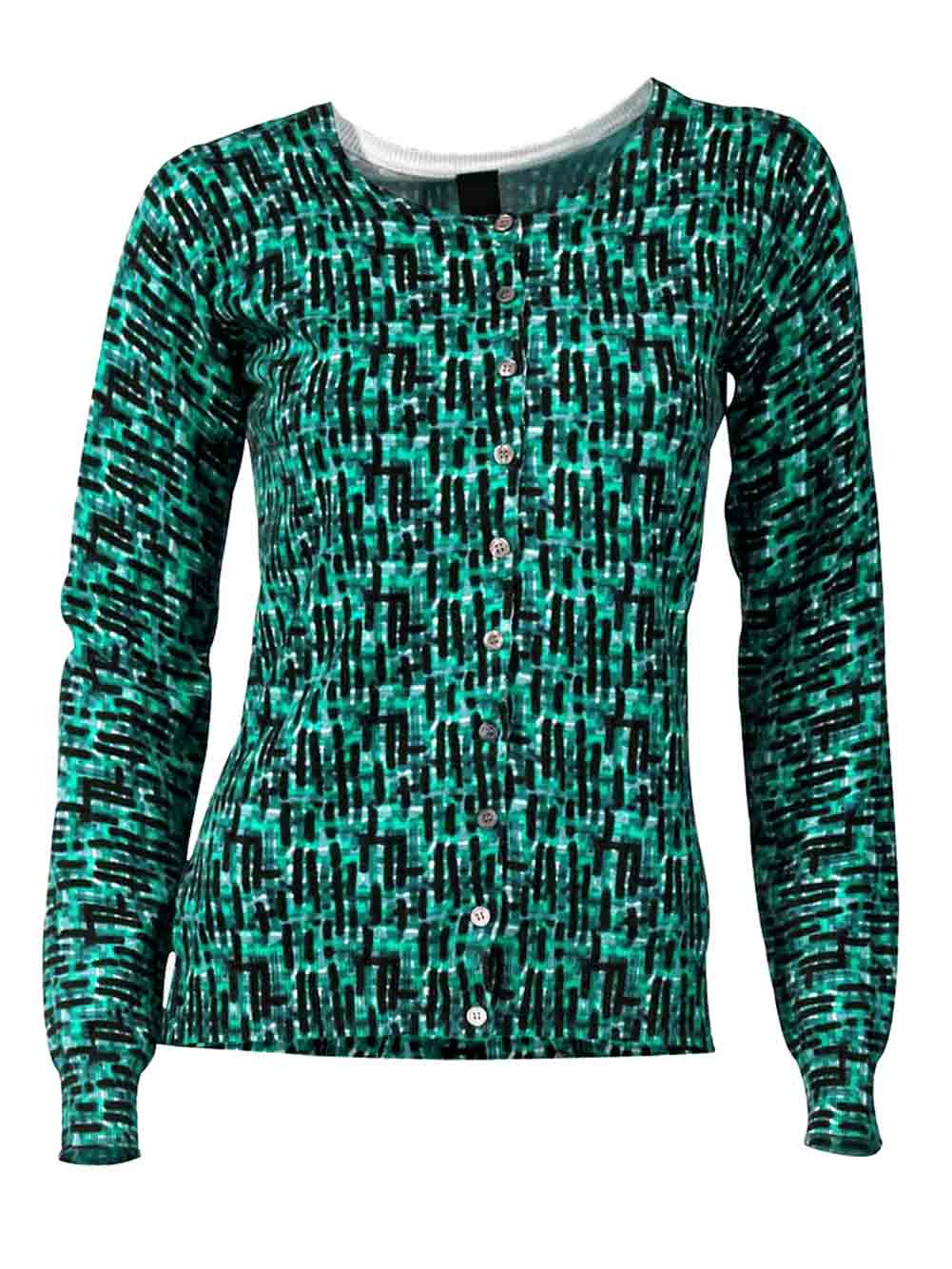 Heine-Best Connections Damen Druck-Strickjacke, grün-bunt