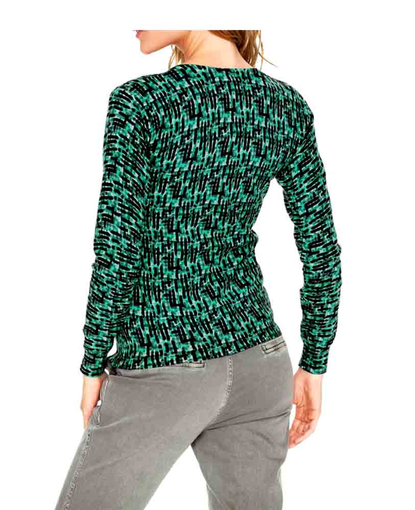 Heine-Best Connections Damen Druck-Strickjacke, grün-bunt