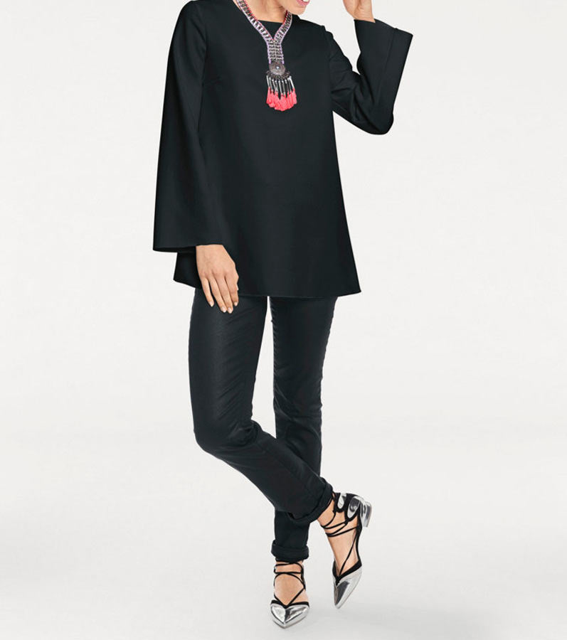 Rick Cardona Damen Designer-Longbluse, schwarz
