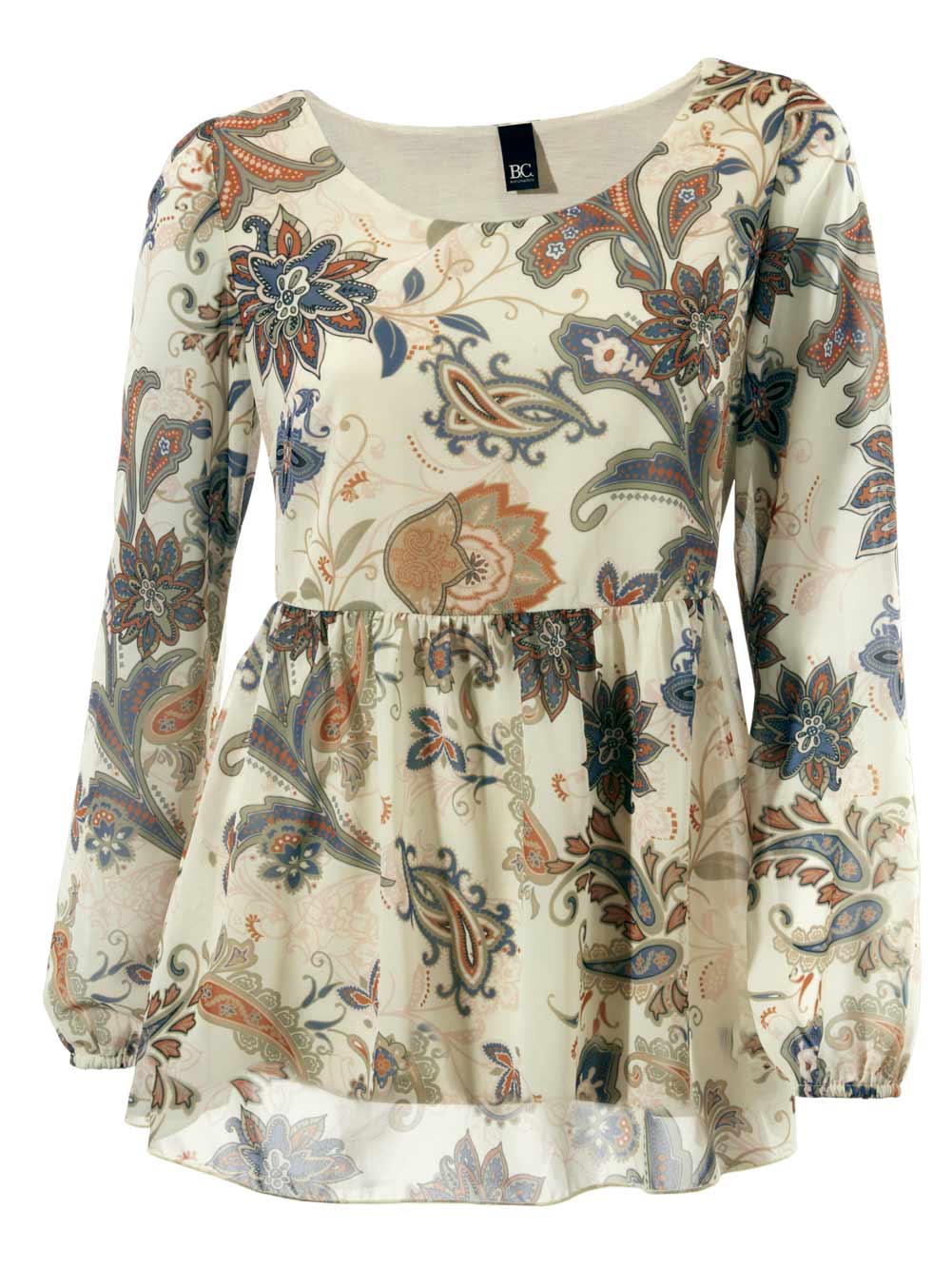 Heine - Best Connections Damen Chiffon-Druckbluse, ecru-camel