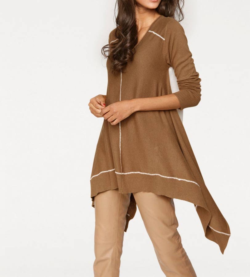 Patrizia Dini Damen Designer-Pullover, camel-ecru