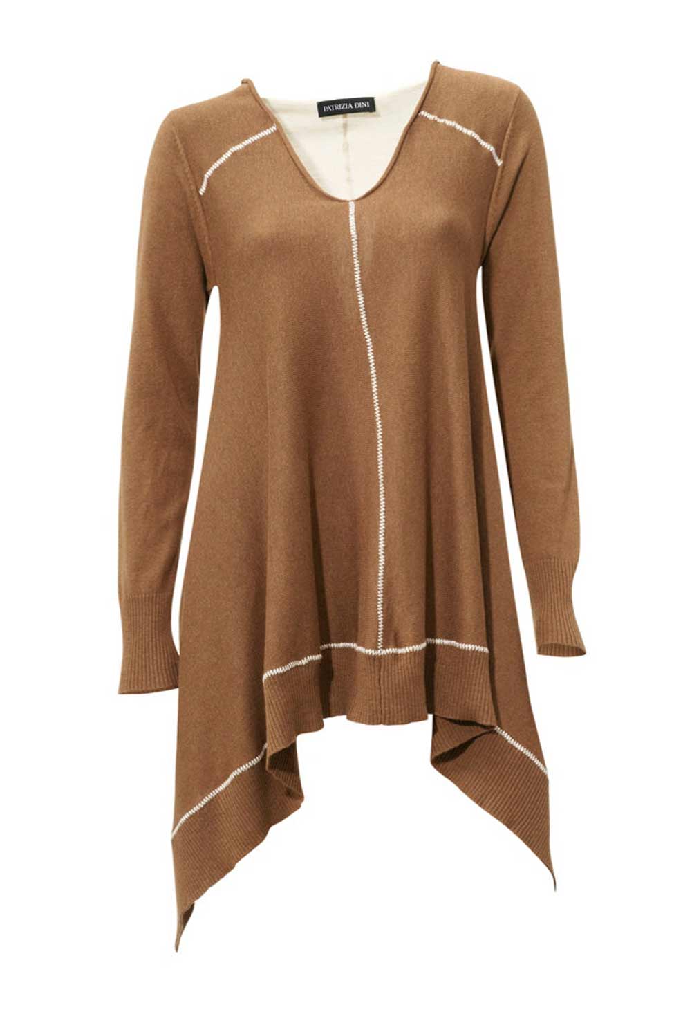 Patrizia Dini Damen Designer-Pullover, camel-ecru