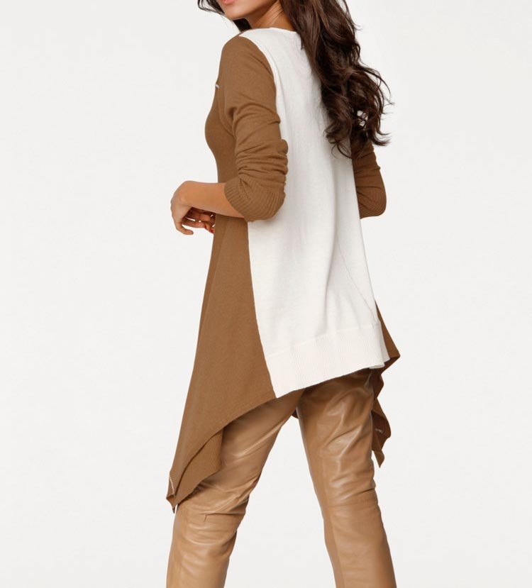 Patrizia Dini Damen Designer-Pullover, camel-ecru