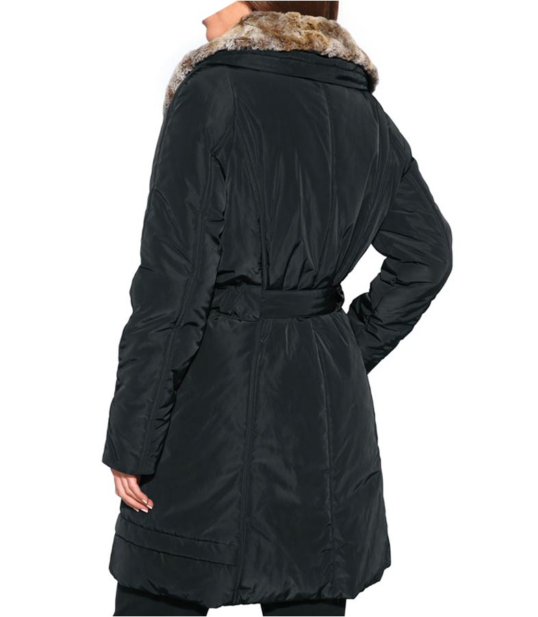 Class International Damen Funktionsmantel mit Webpelz, schwarz