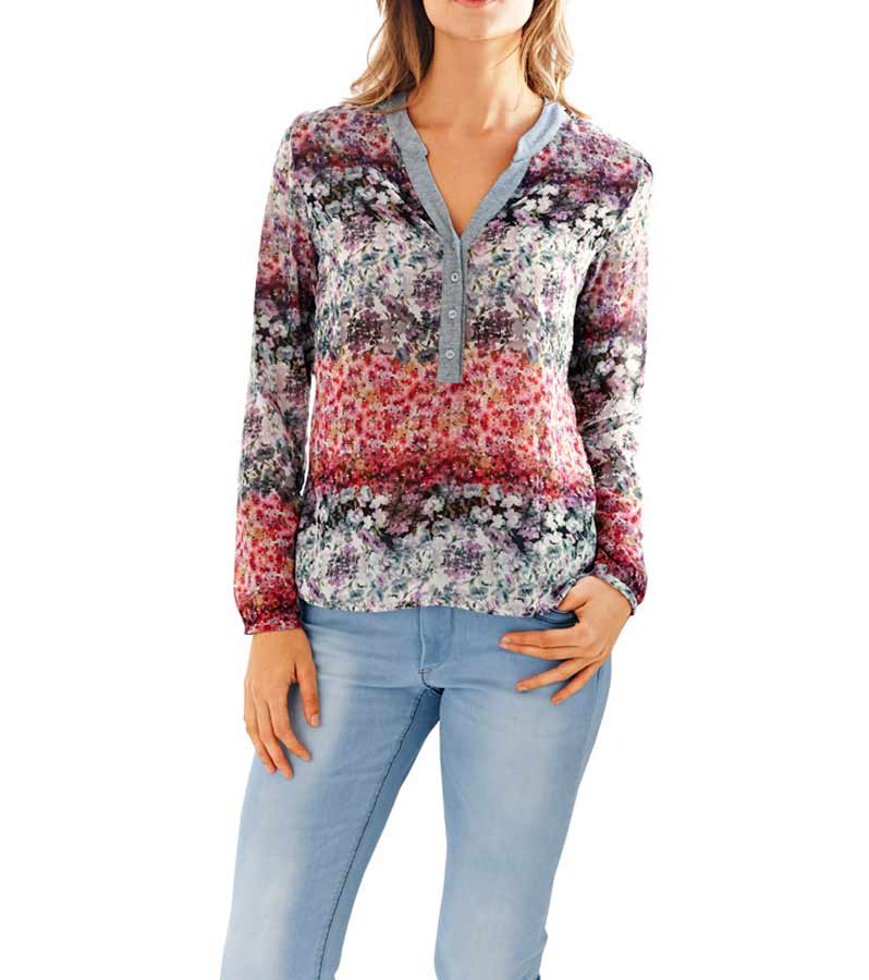 Rick Cardona Damen Designer-Chiffon-Bluse, bunt