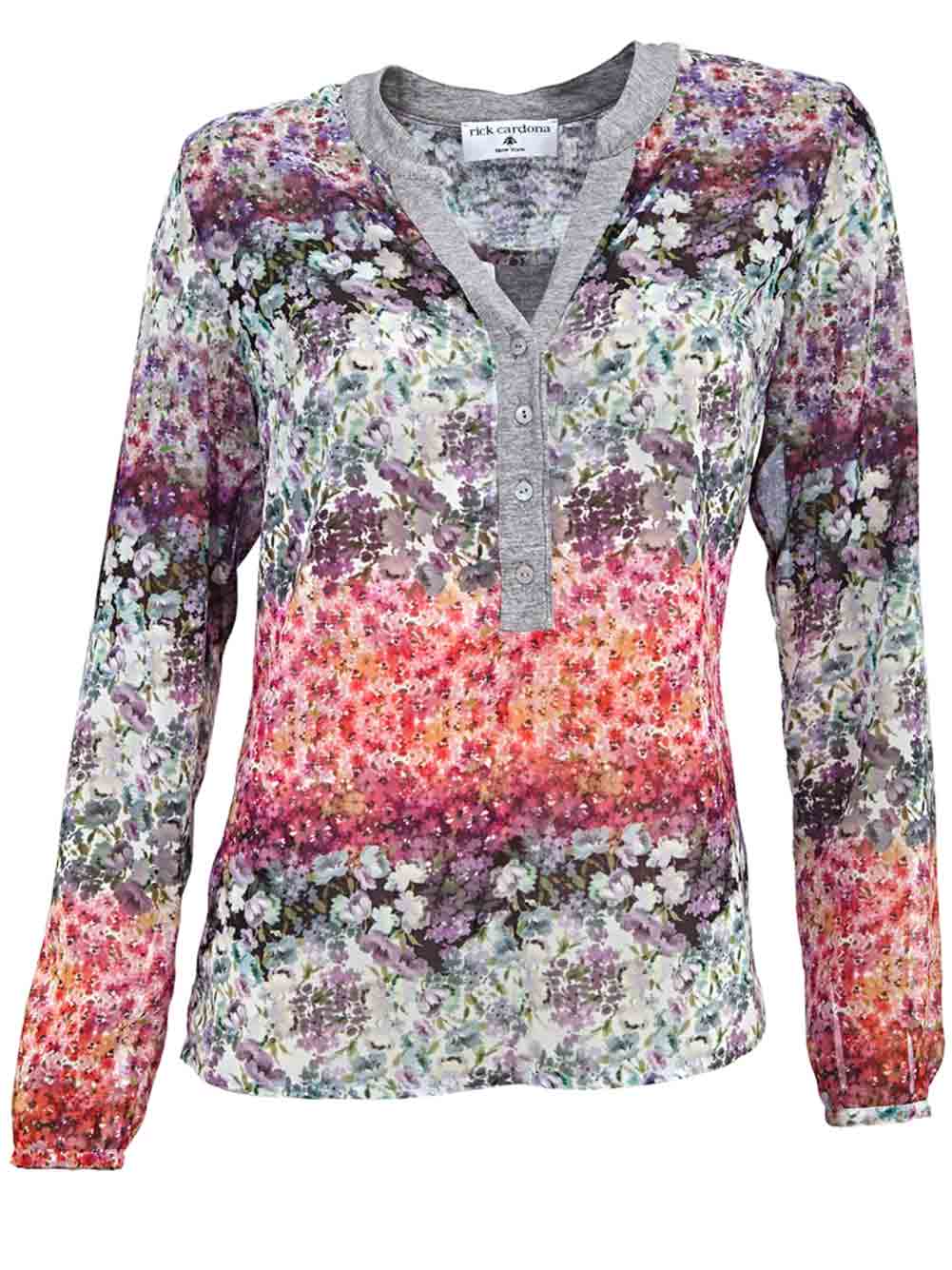 Rick Cardona Damen Designer-Chiffon-Bluse, bunt