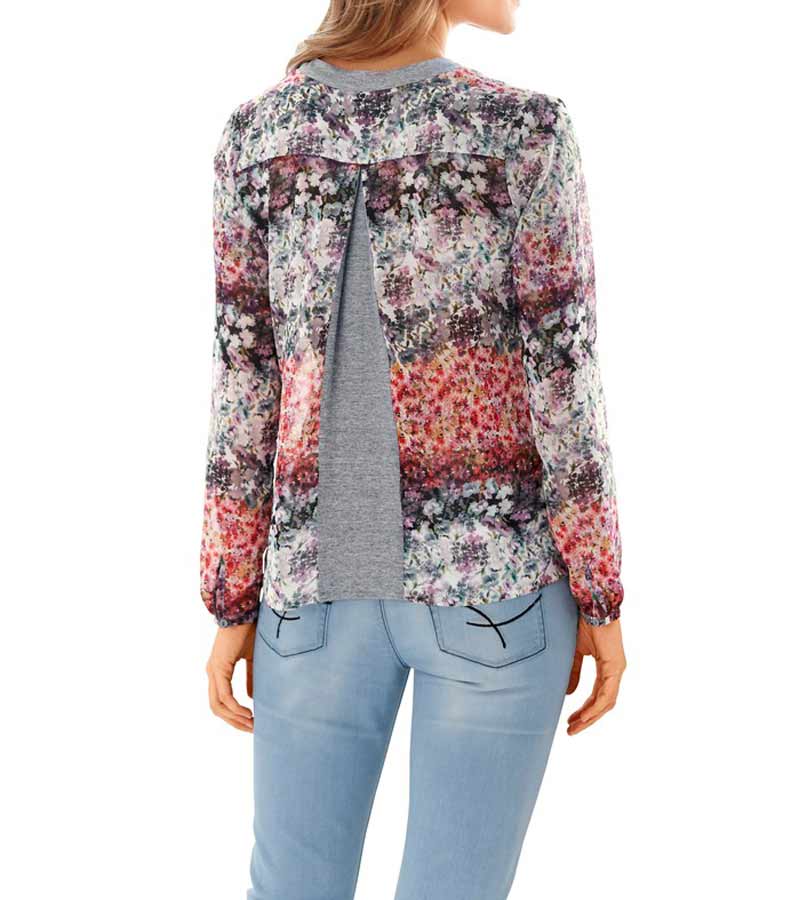 Rick Cardona Damen Designer-Chiffon-Bluse, bunt