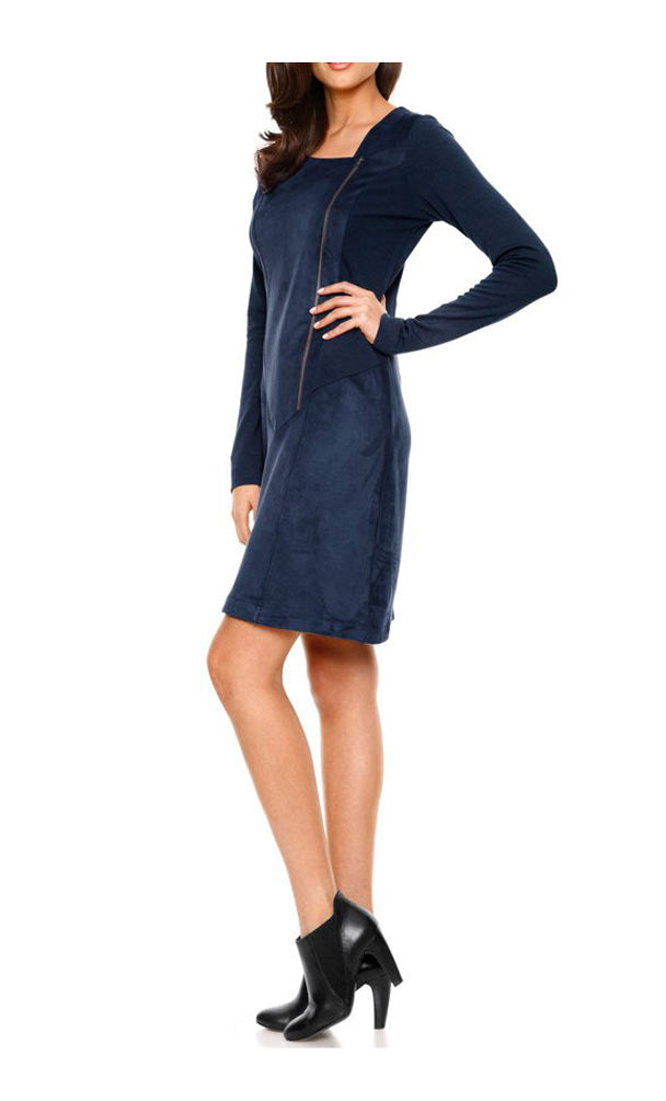 Heine - Best Connections Damen Reißverschluß-Patchkleid, blau