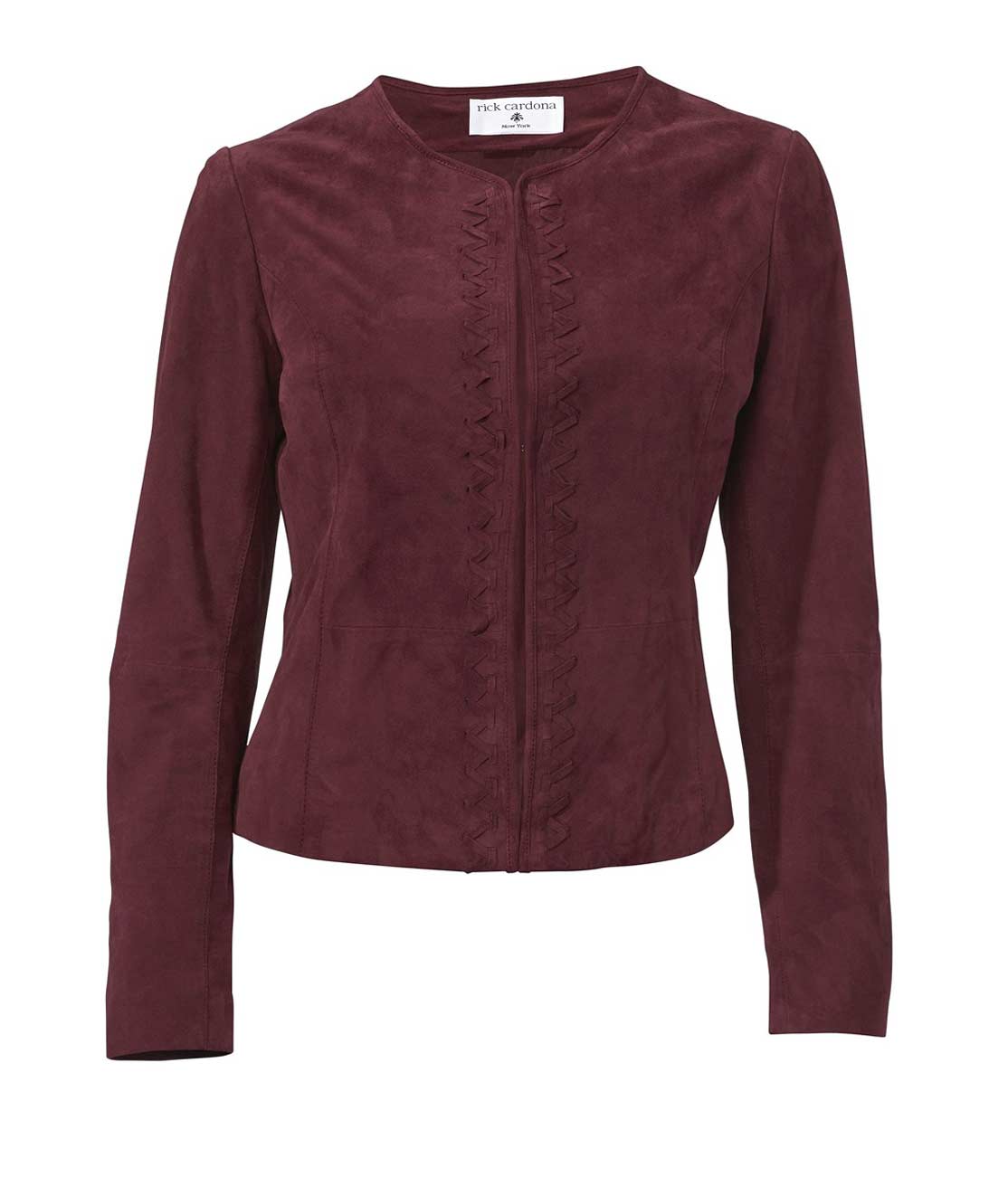 Rick Cardona Damen Designer-Velourslederjacke, beere