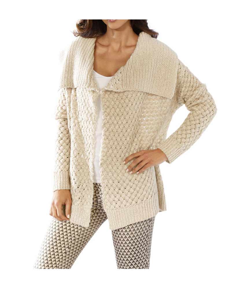 Ashley Brooke Damen Designer-Strickjacke, offwhite-gold