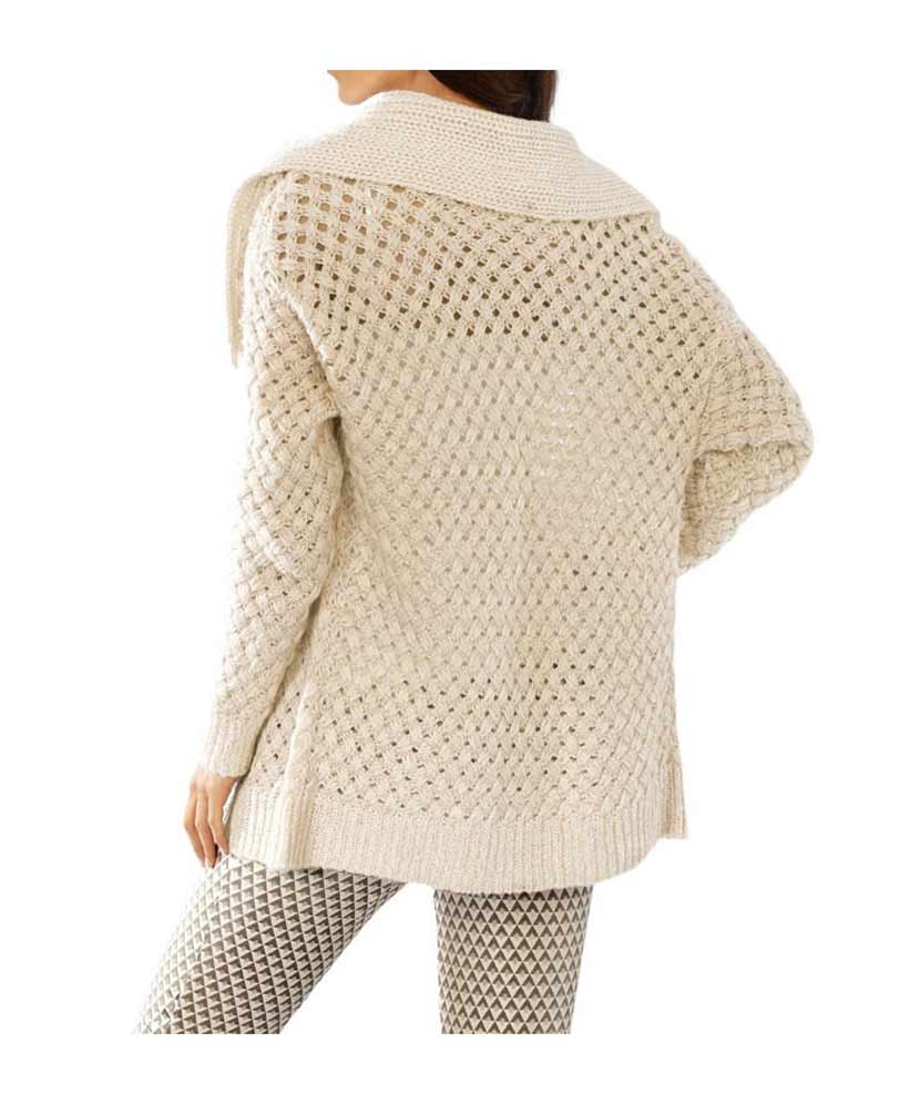Ashley Brooke Damen Designer-Strickjacke, offwhite-gold