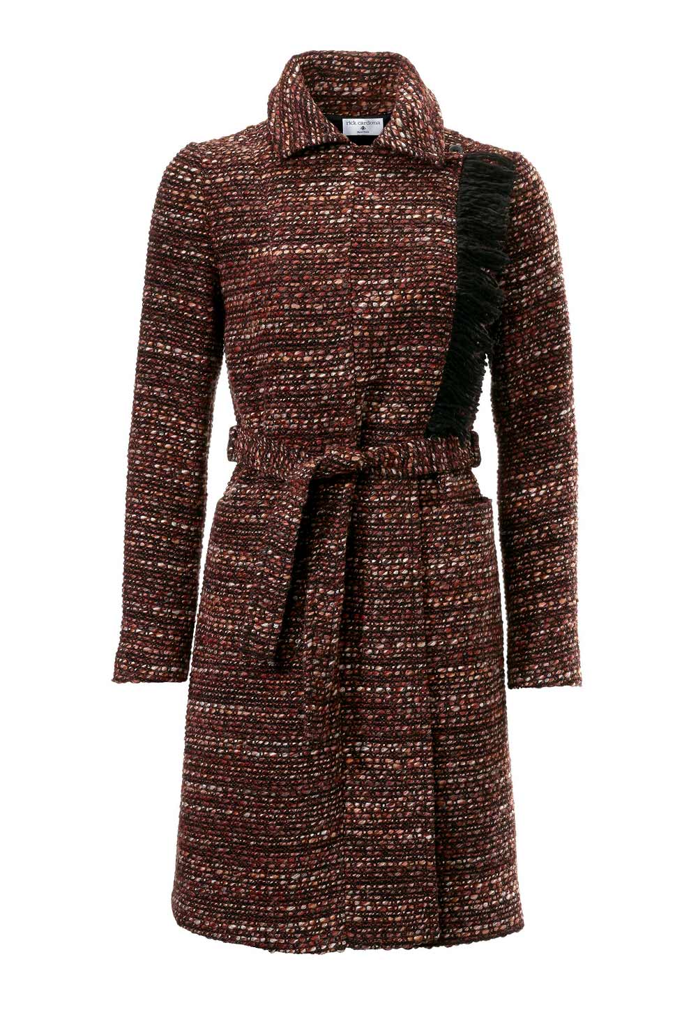 Rick Cardona Damen Designer-Wollmantel, braun-bunt