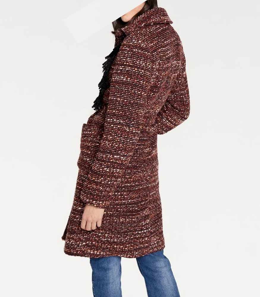 Rick Cardona Damen Designer-Wollmantel, braun-bunt