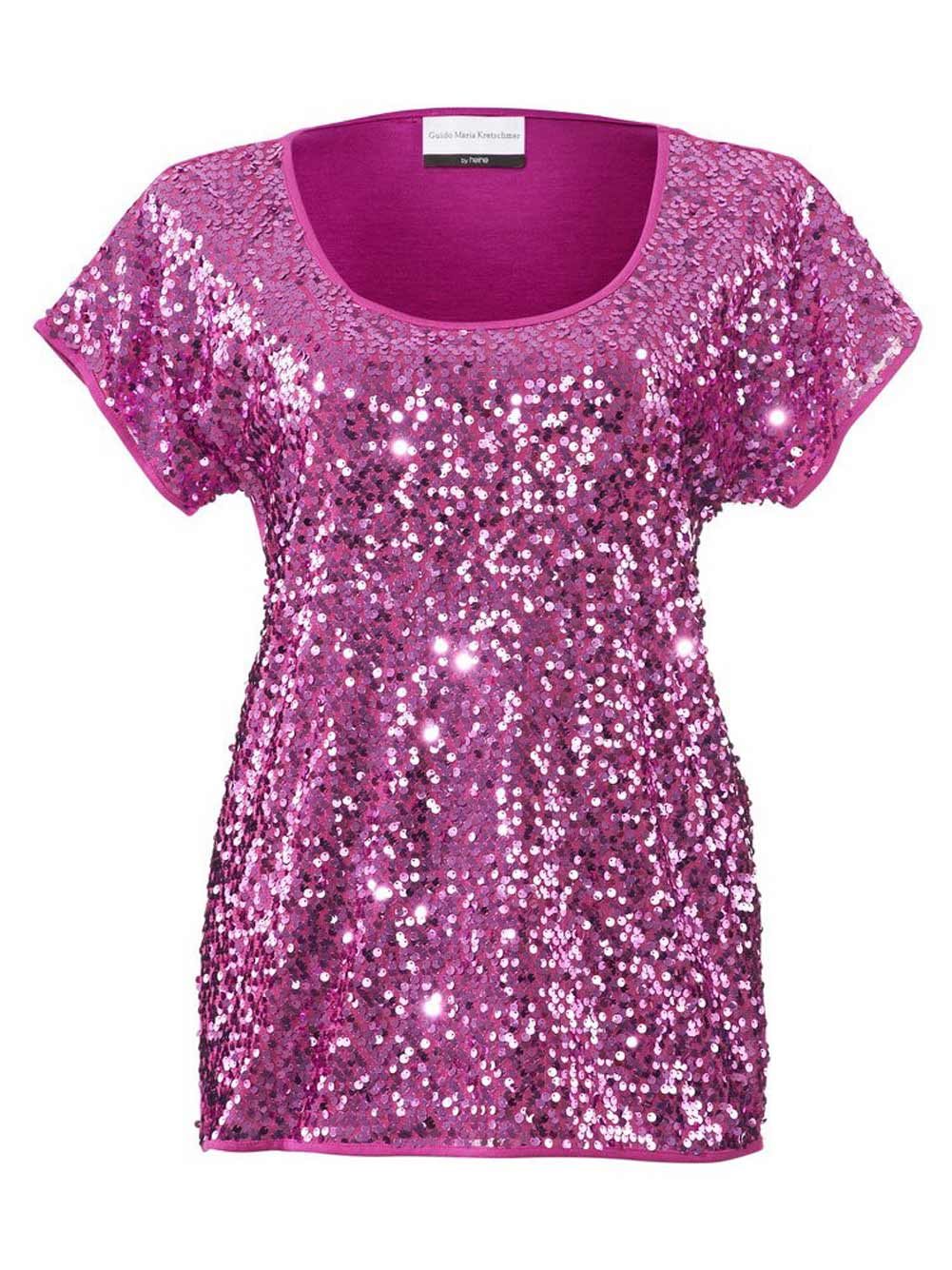 Guido Maria Kretschmer Damen Designer-Paillettenshirt, pink