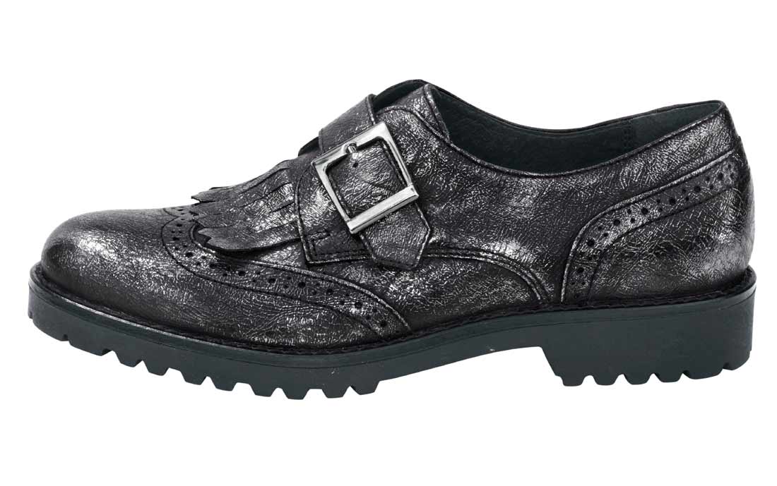 Heine Damen Slipper, schwarz metallic