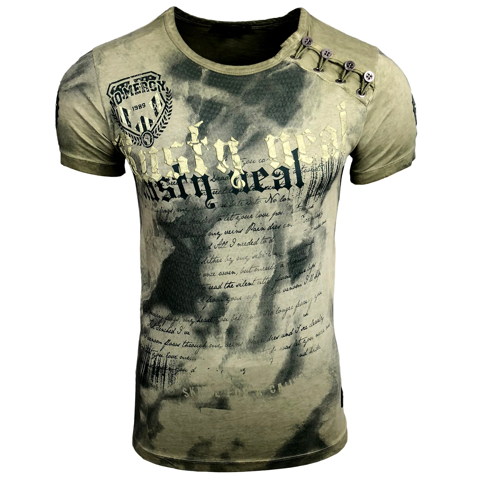 Rusty Neal Batik Herren T-Shirt No Mercy mit Front Logo Print Kurzarm