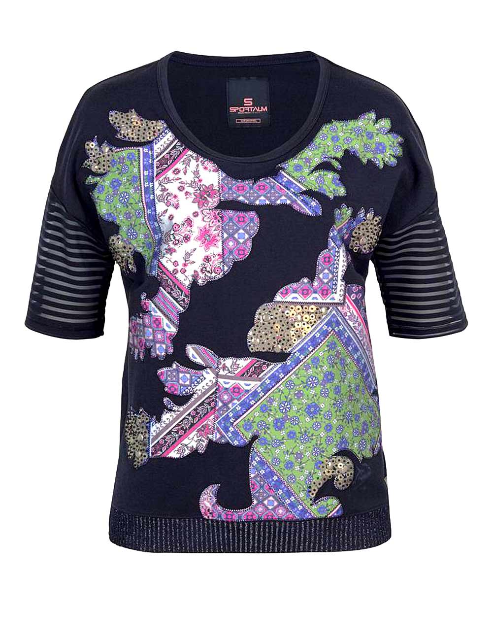 Sportalm Kitzbühel Damen Marken-Patchworkshirt, marine-bunt