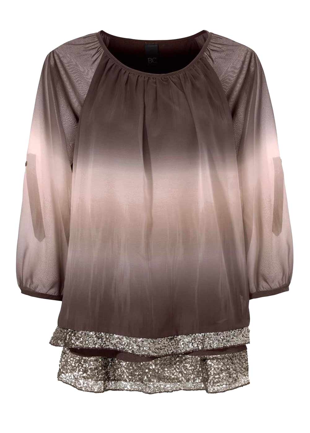 Heine - Best Connections Damen Batikbluse, taupe-sand