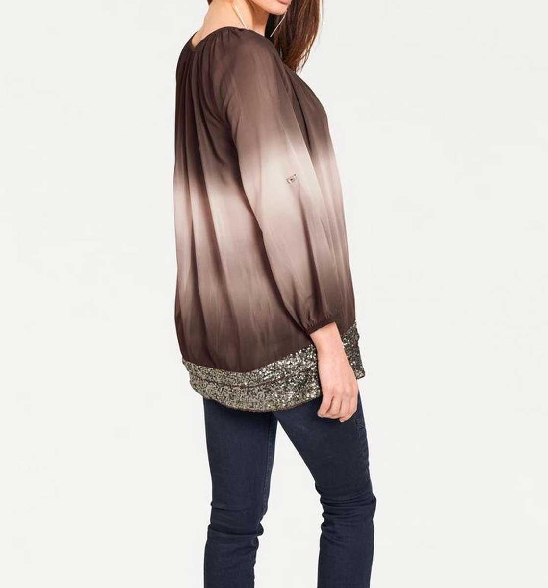 Heine - Best Connections Damen Batikbluse, taupe-sand