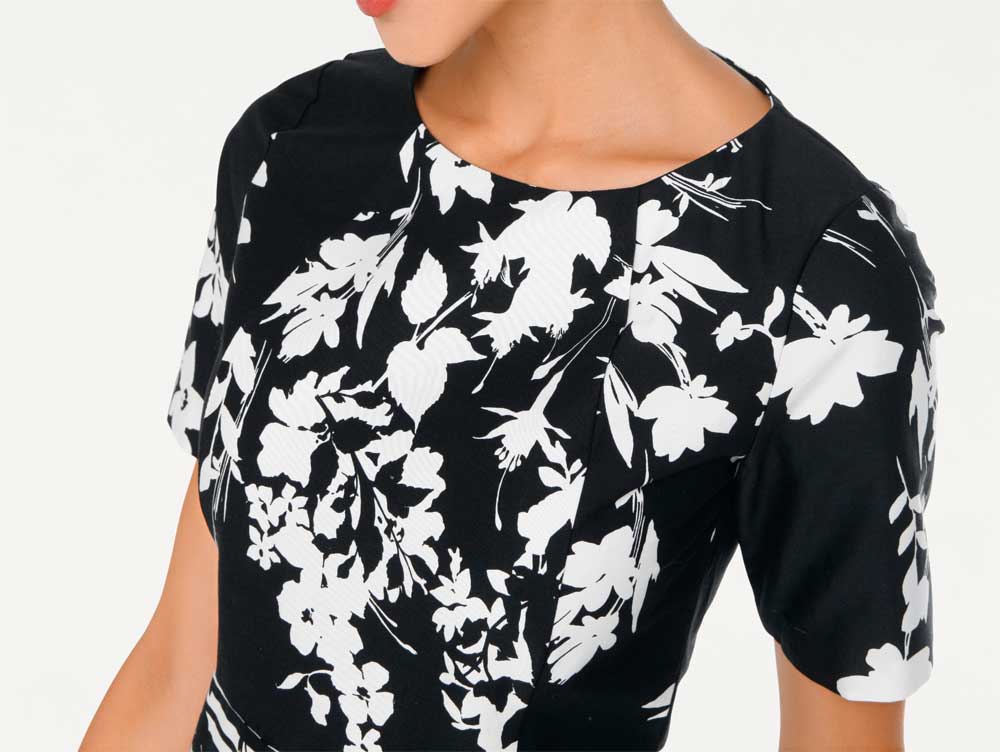 Ashley Brooke Damen Designer-Druckkleid, schwarz-weiß