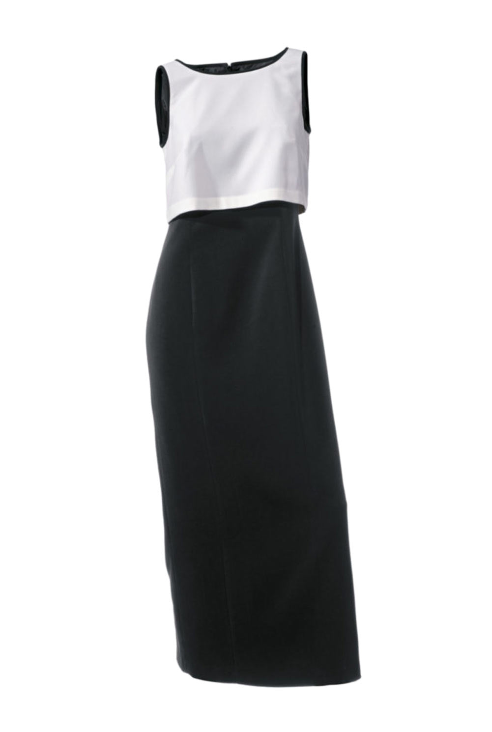 S. Madan Damen Designer-Maxikleid, schwarz-creme