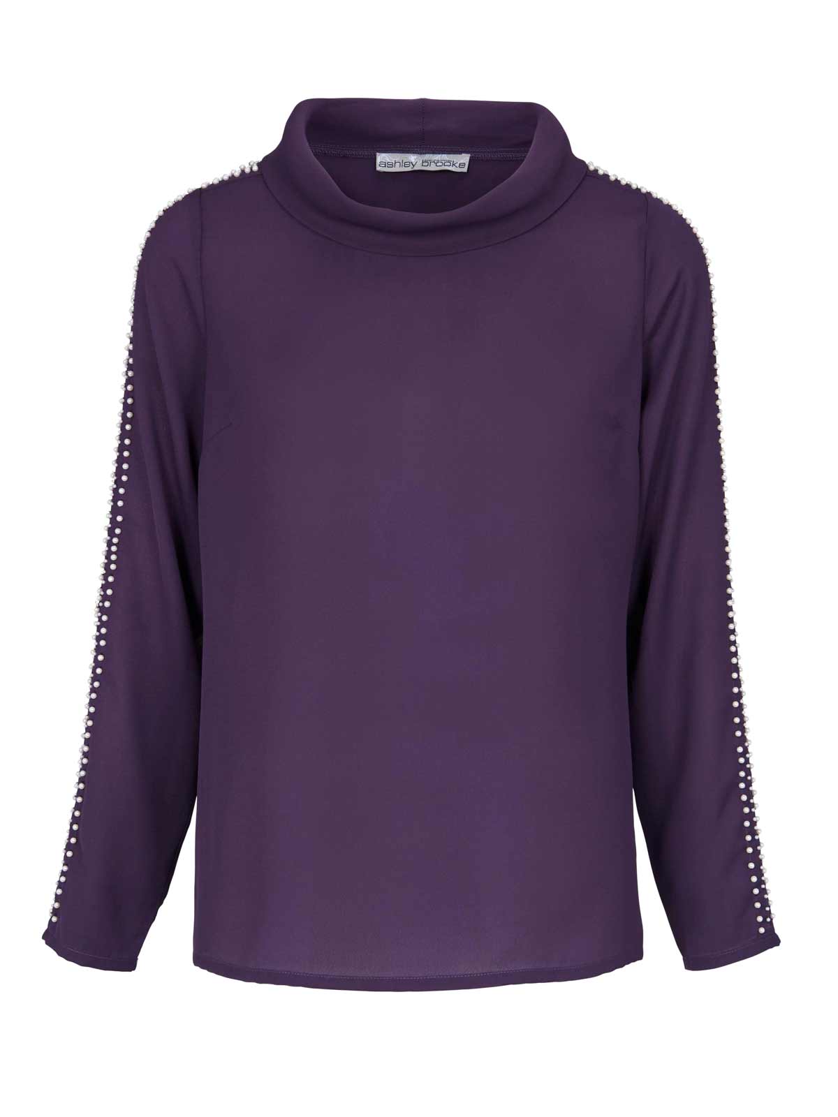 Ashley Brooke Damen Designer-Bluse mit Perlen, lila