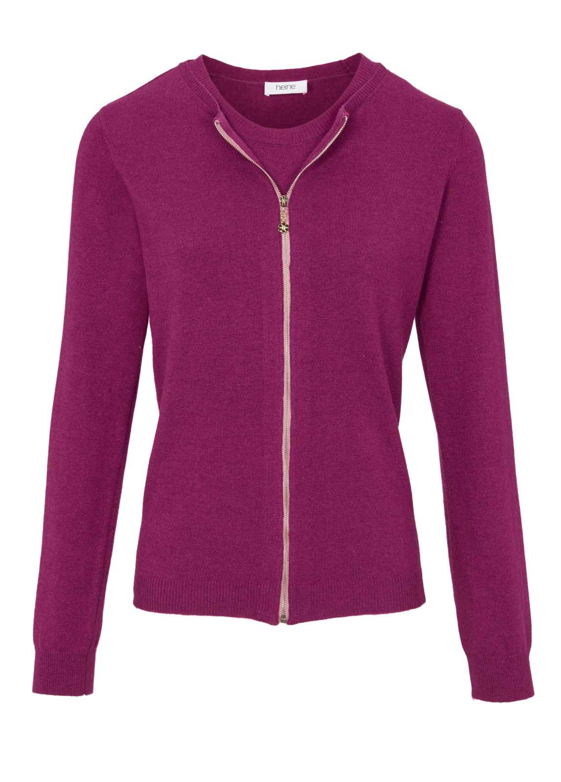 HEINE Damen Strick-Twinset, fuchsia