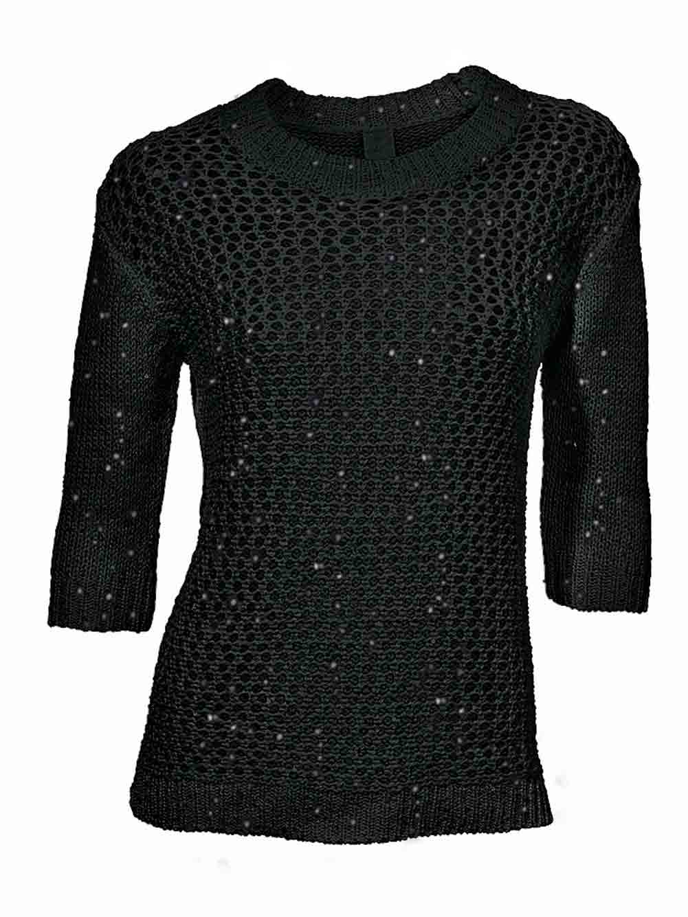 Heine Damen Pullover mit Pailletten, schwarz
