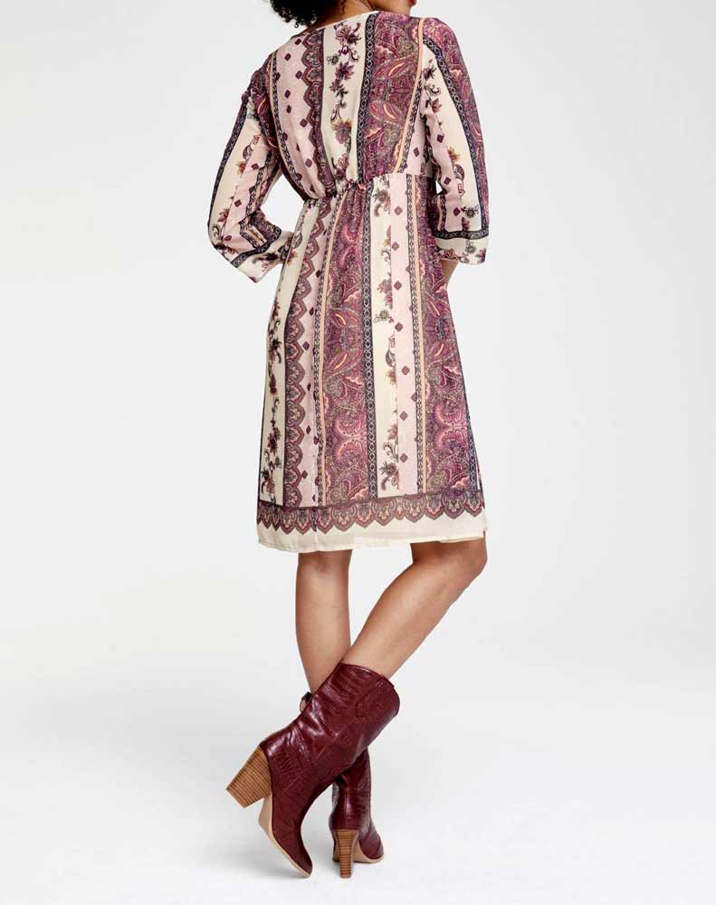 HEINE Damen Druckkleid mit Schnürung, softrosé-offwhite