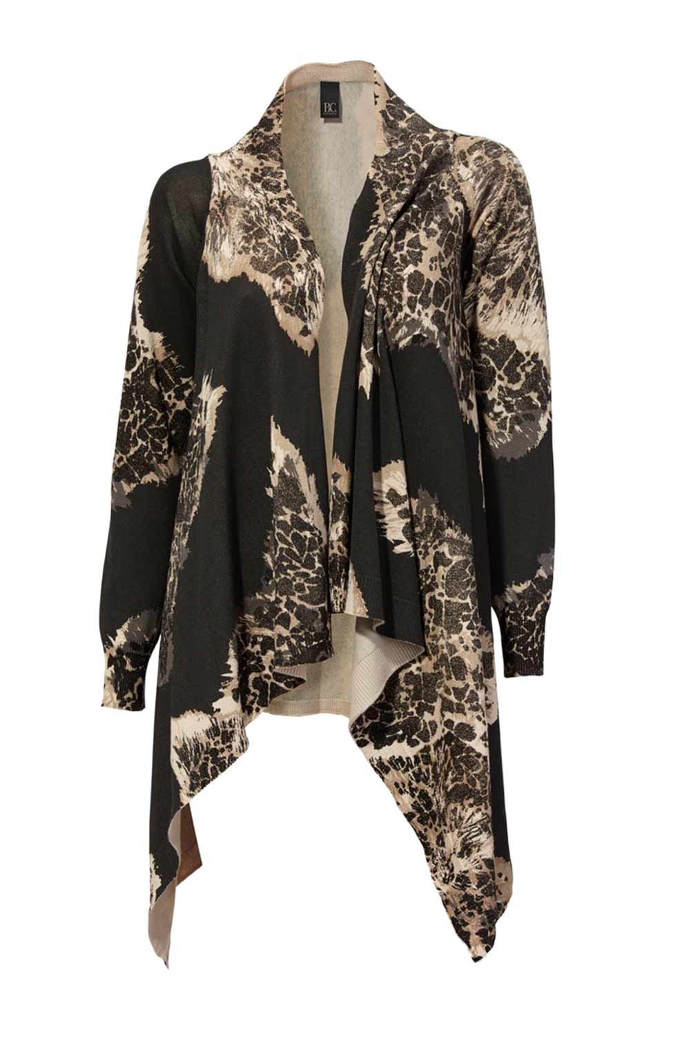 Heine - Best Connections Damen Druckstrickjacke, schwarz-taupe