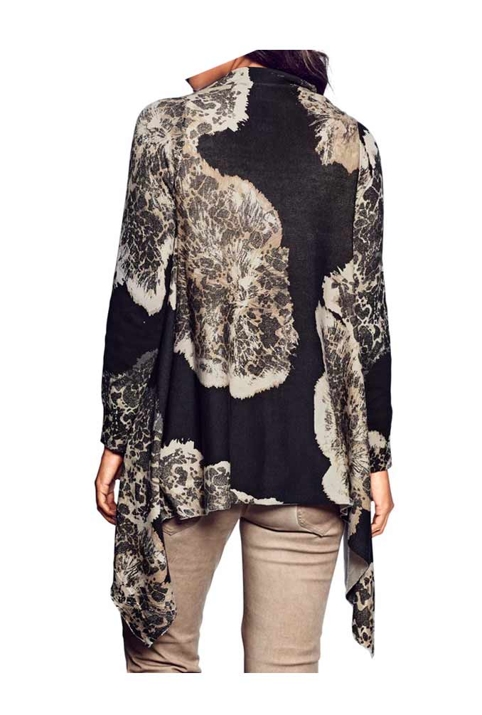 Heine - Best Connections Damen Druckstrickjacke, schwarz-taupe