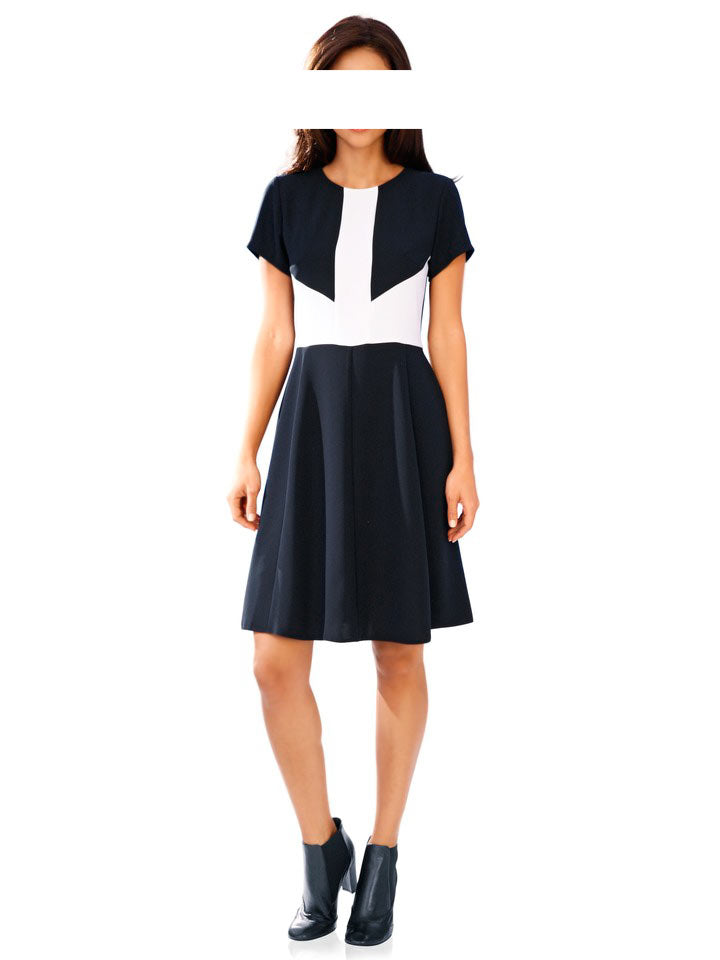Ashley Brooke Damen Designer-Kleid, marine-cremeweiß