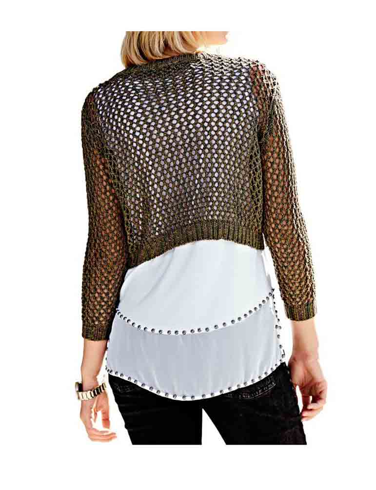 Mandarin Damen Pullover, oliv