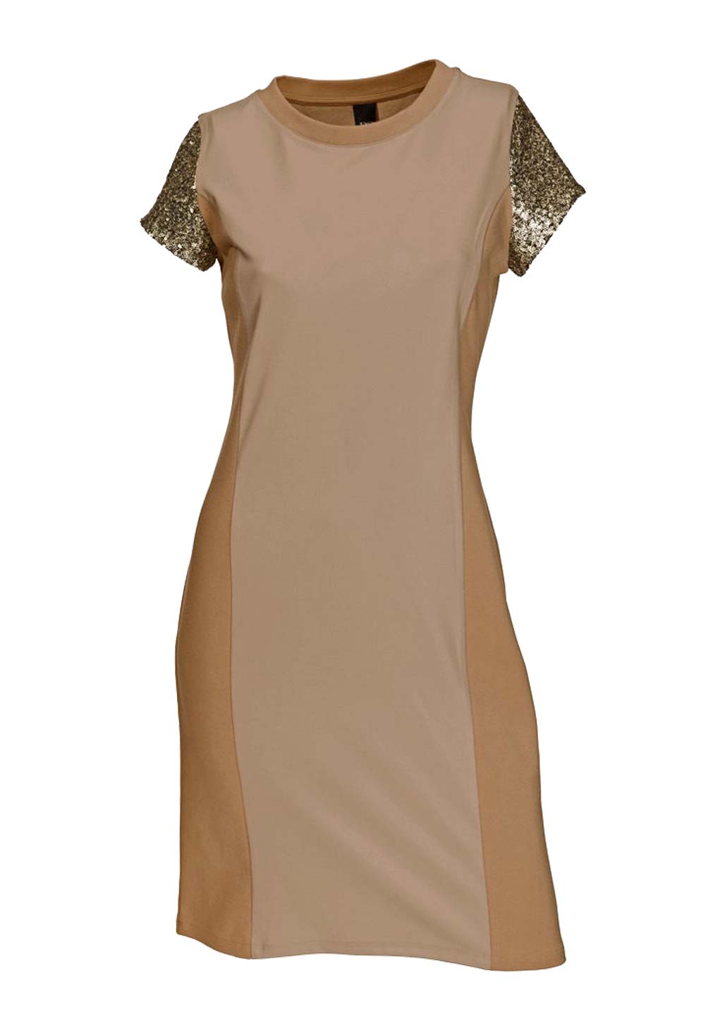 Heine - Best Connections Damen Etuikleid mit Pailletten, camel-gold