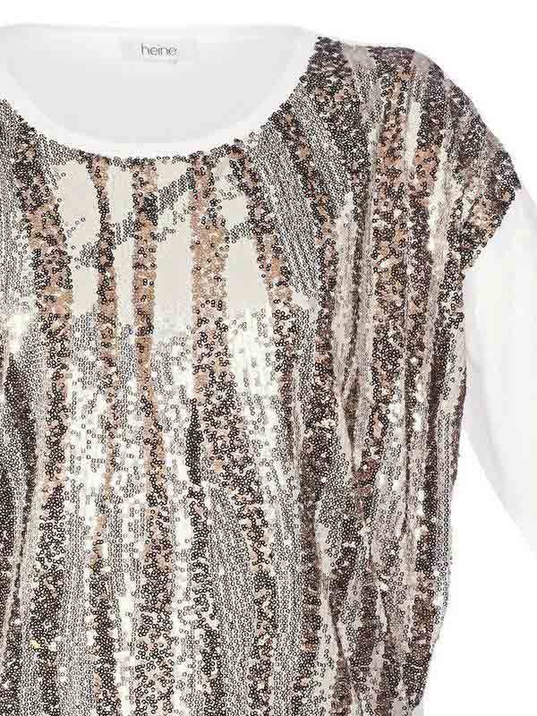 Guido Maria Kretschmer Damen Designer-Paillettenshirt, ecru