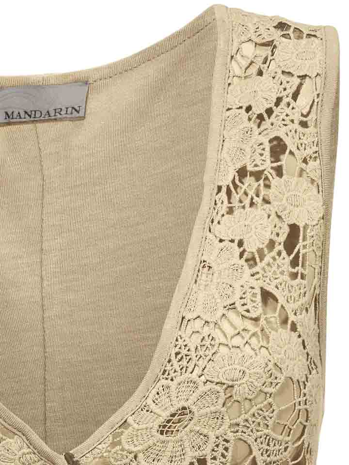 Mandarin Spitzenweste, beige