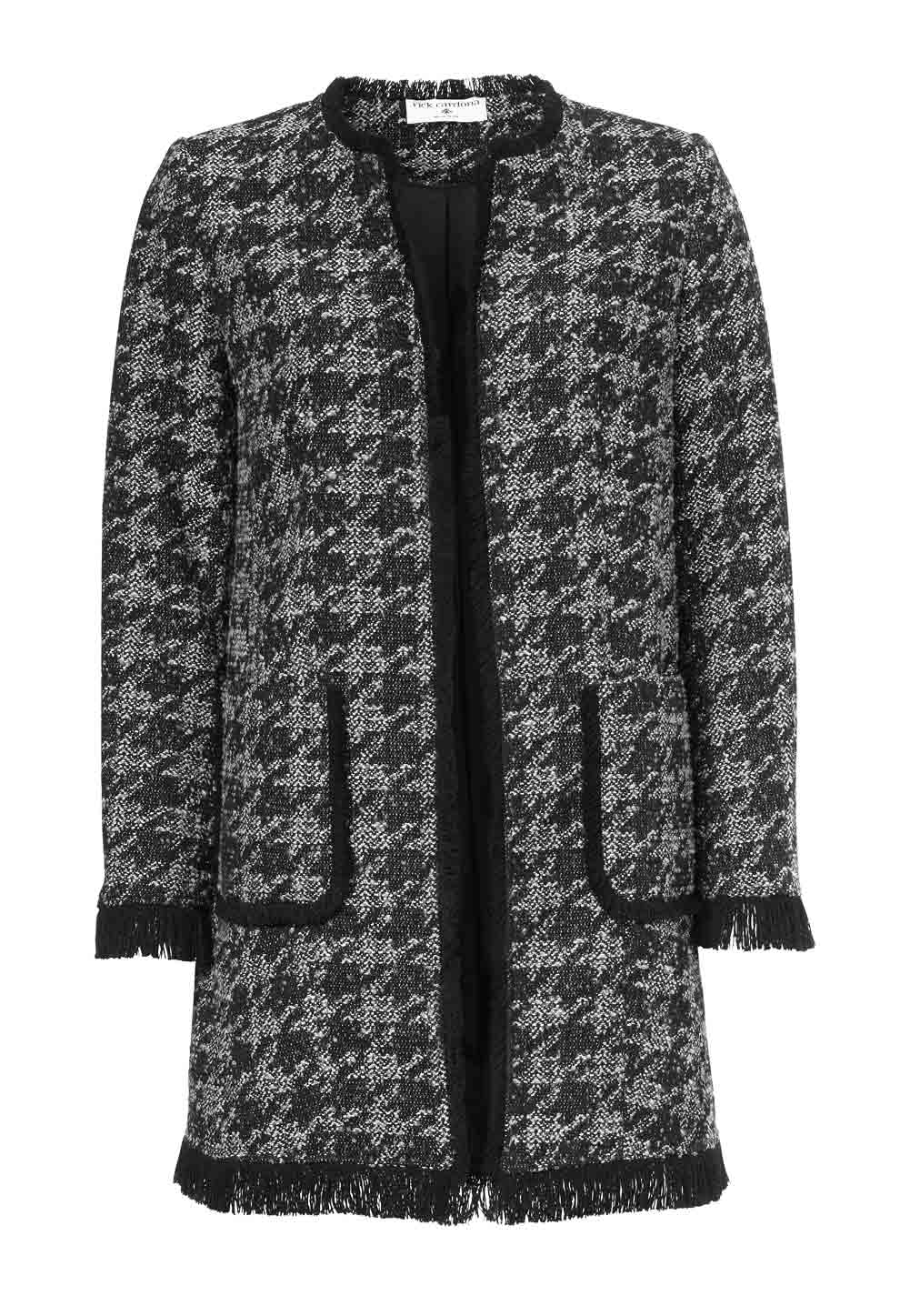 Rick Cardona Damen Designer-Bouclémantel, schwarz-grau