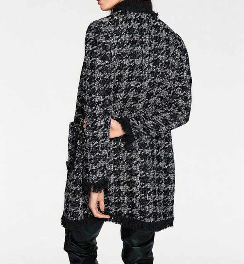 Rick Cardona Damen Designer-Bouclémantel, schwarz-grau
