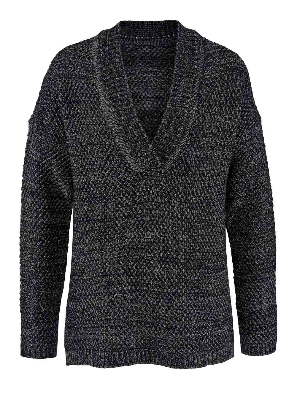 Tamaris Damen Marken-Pullover, schwarz meliert