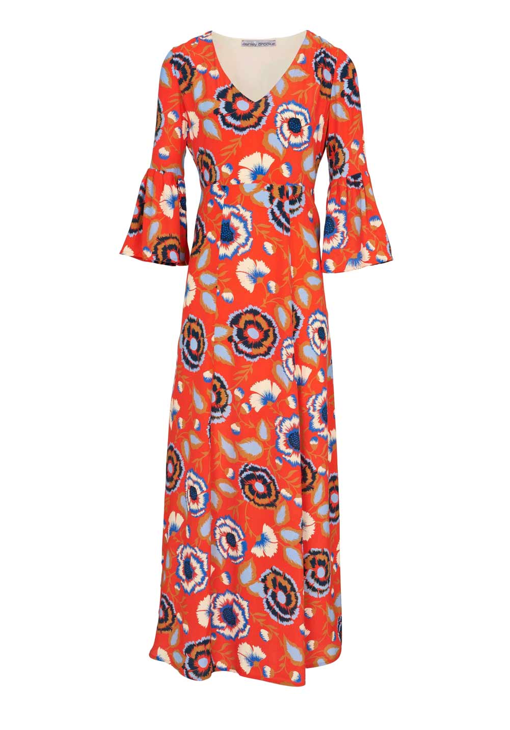 Ashley Brooke Damen Designer-Maxikleid, koralle-blau