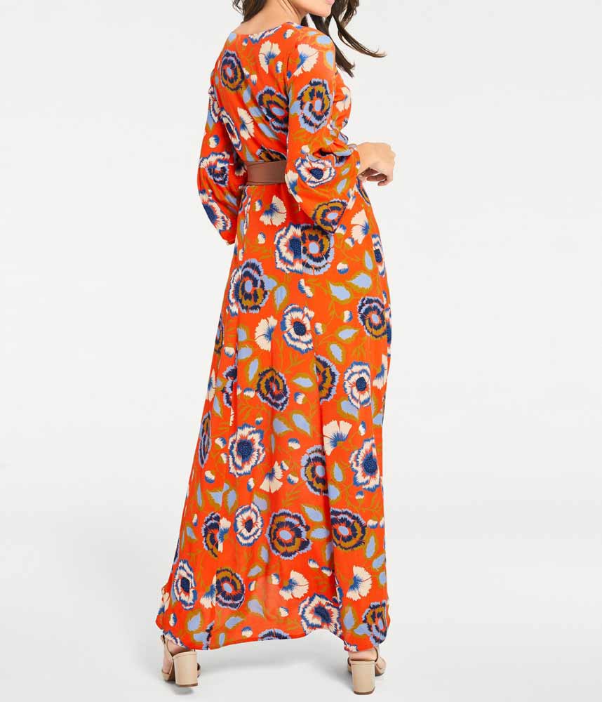Ashley Brooke Damen Designer-Maxikleid, koralle-blau