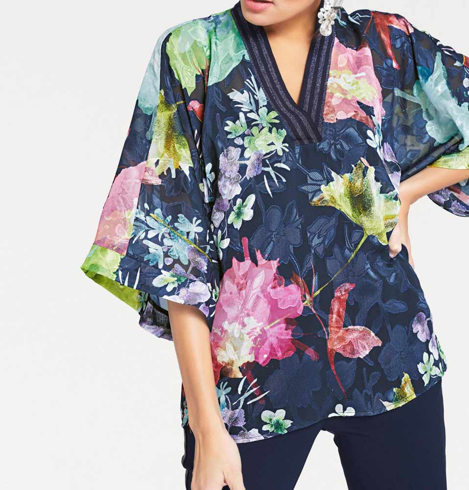 Ashley Brooke Damen Designer-Tunika, marine-bunt