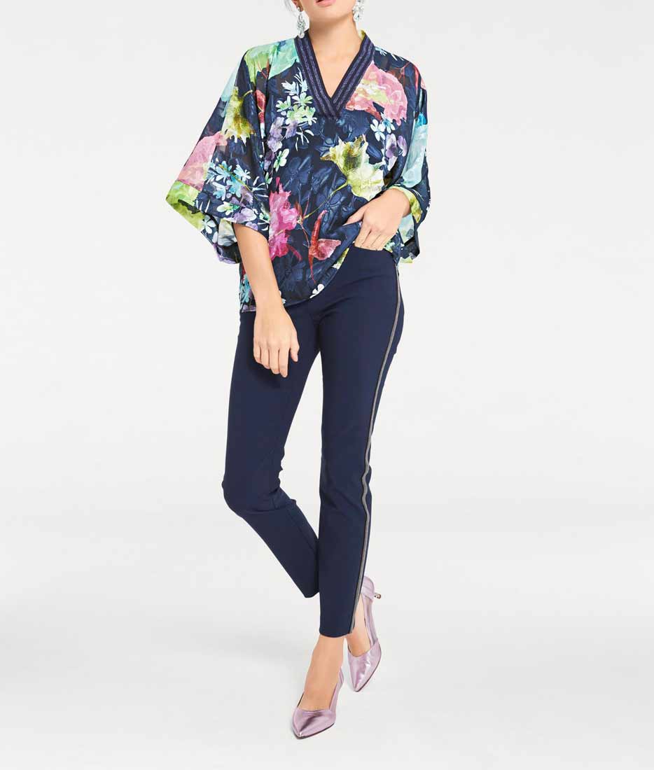 Ashley Brooke Damen Designer-Tunika, marine-bunt