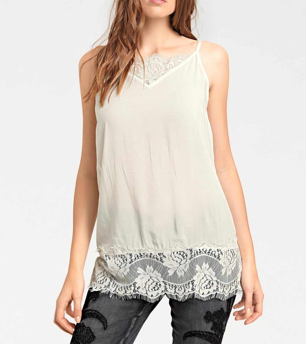 Heine - Best Connections Damen Lingerietop, ecru