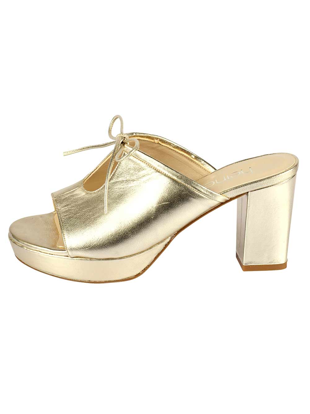 Heine Damen Leder-Pantolette, goldfarben