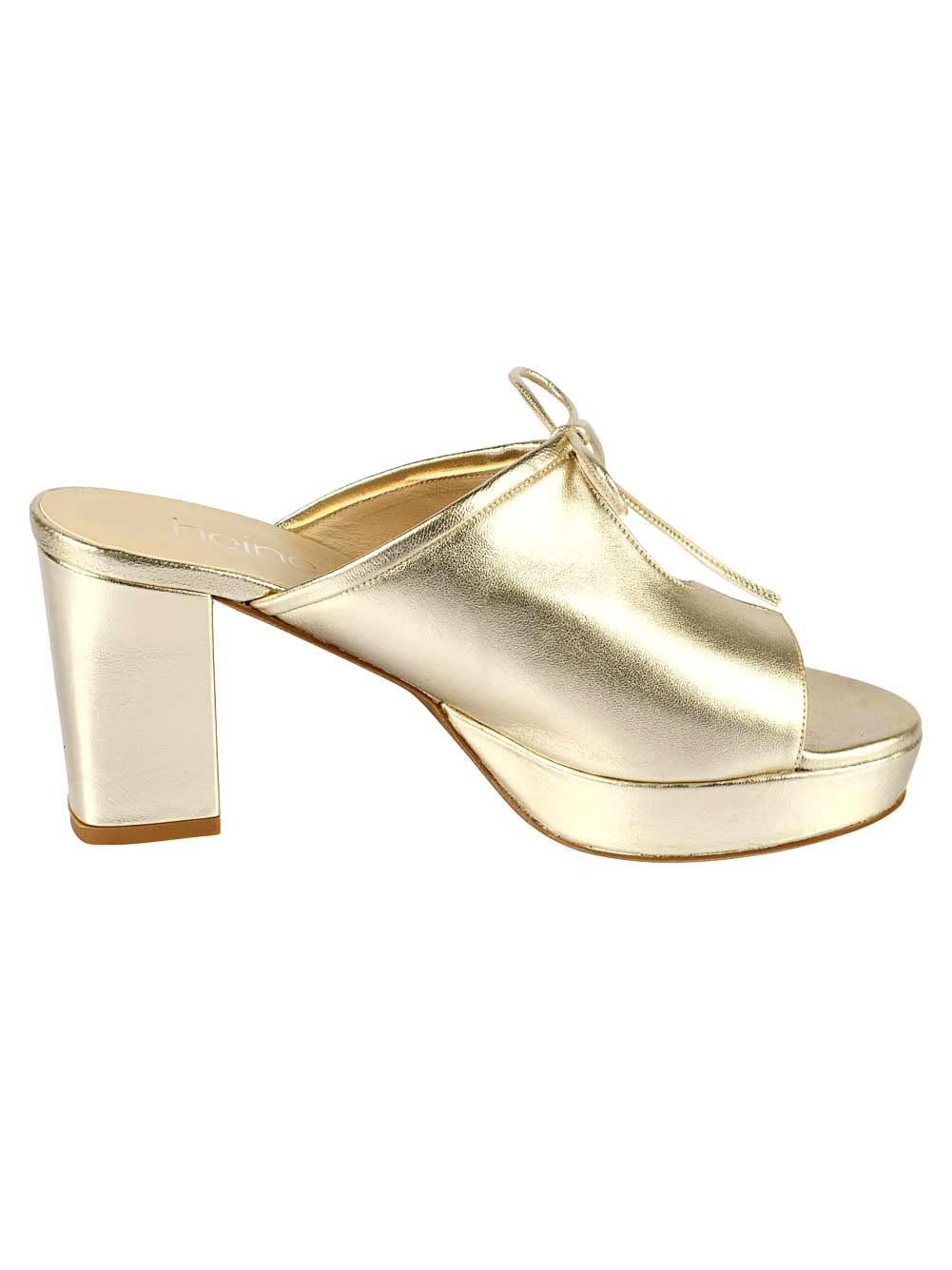Heine Damen Leder-Pantolette, goldfarben