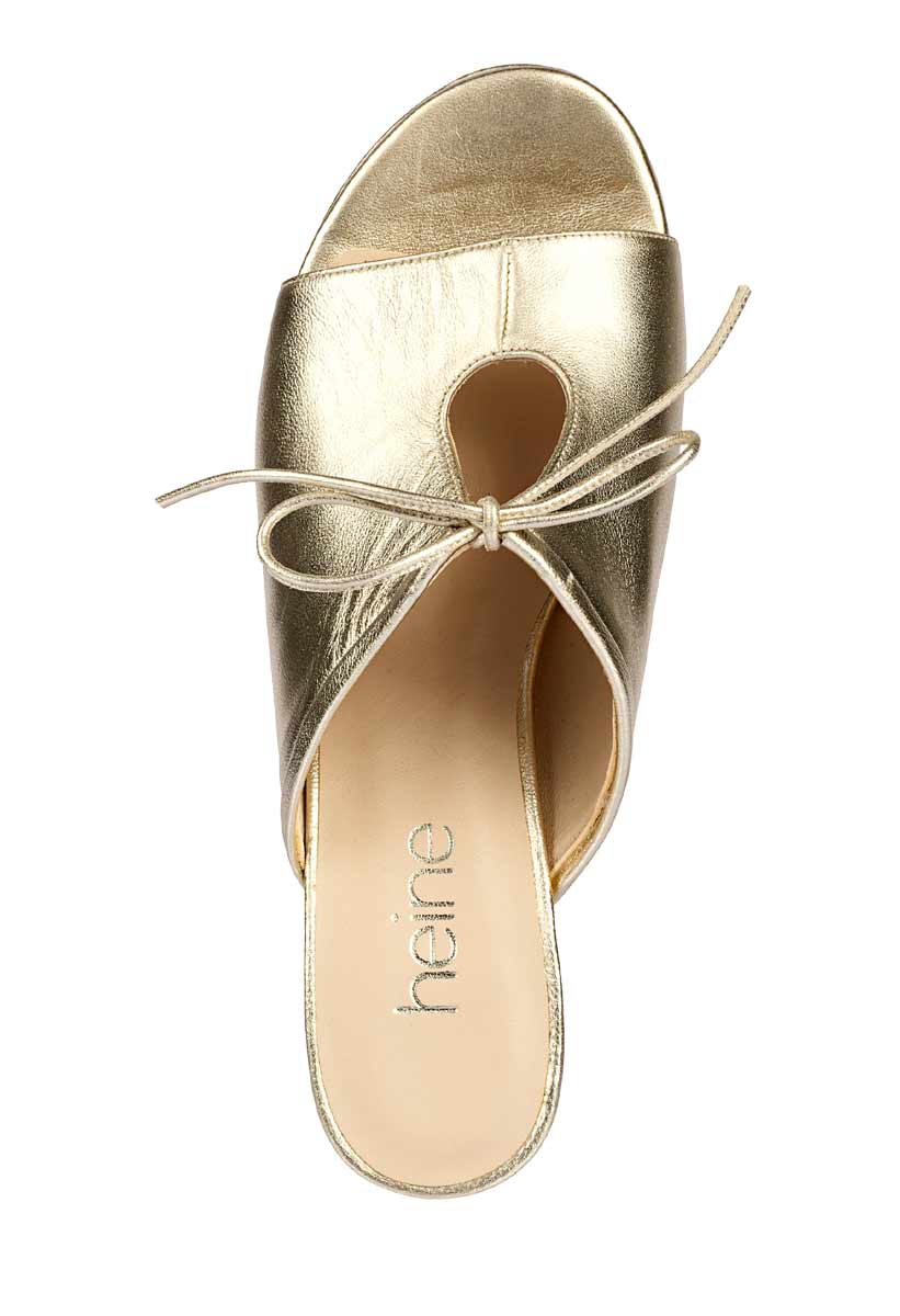 Heine Damen Leder-Pantolette, goldfarben