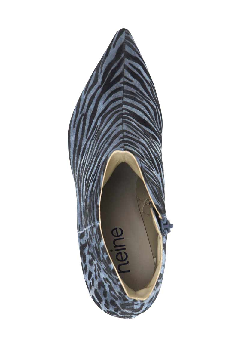Heine Damen Ziegen-Veloursleder-Stiefelette, blau-schwarz